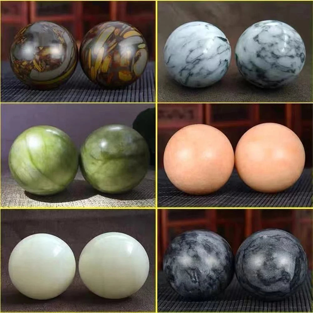 Natural Jade Baoding Balls, 1 Pair