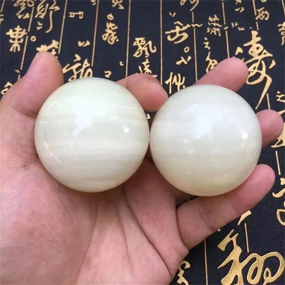 Natural Jade Baoding Balls, 1 Pair