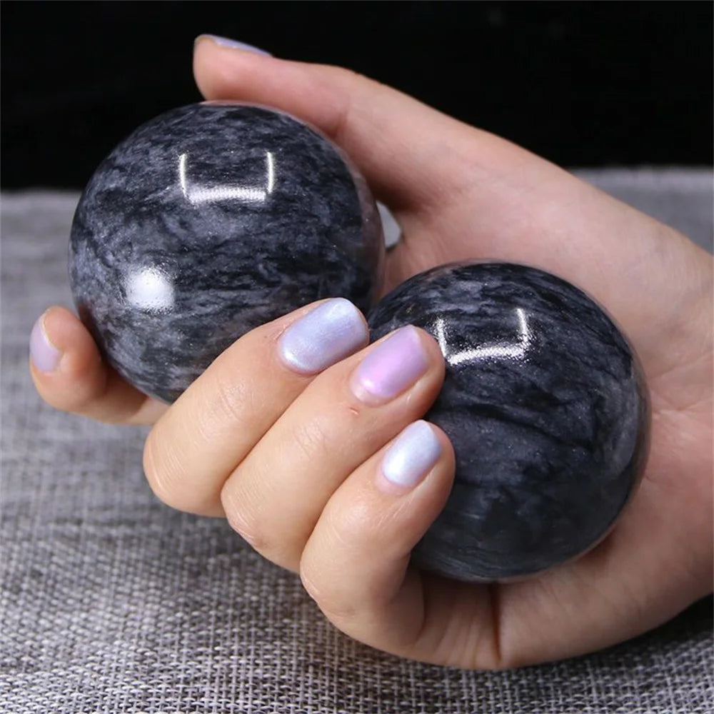 Natural Jade Baoding Balls, 1 Pair